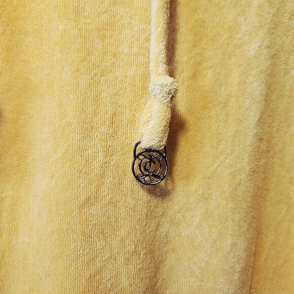 Vtg 2000's Juicy Couture Terry Cloth Swim Coverup Size M Yellow Hoodie Beach - Picture 4 of 6